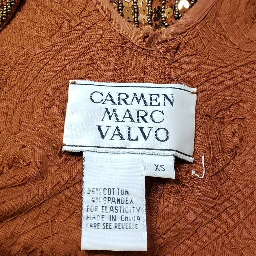 Carmen Marc Valvo Vintage Copper Sequin Sheath Dress - Picture 8 of 9